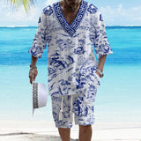 Men's Art Casual Print Shorts Set 86046832YM