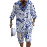 Men's Art Casual Print Shorts Set 86046832YM