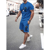 Men's Letter Print Short-sleeved T-shirt Set Sports Leisure Set 42580933L