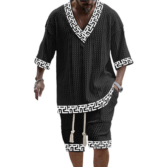 MEN'S ART CASUAL PRINT SHORTS SET 45108232YM