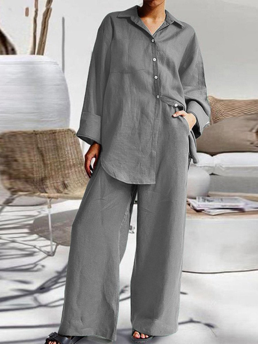 Women's Nine-Quarter Sleeve Shirt And Trousers Two-Piece Suit