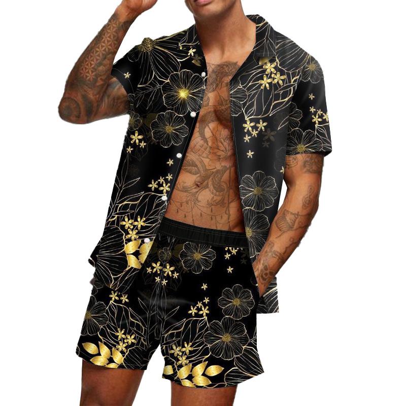 MEN'S HAWAIIAN SHORT SLEEVE SHIRT SHORT SET 08427991YM