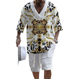 MEN'S ART CASUAL PRINT SHORTS SET 81478089YM