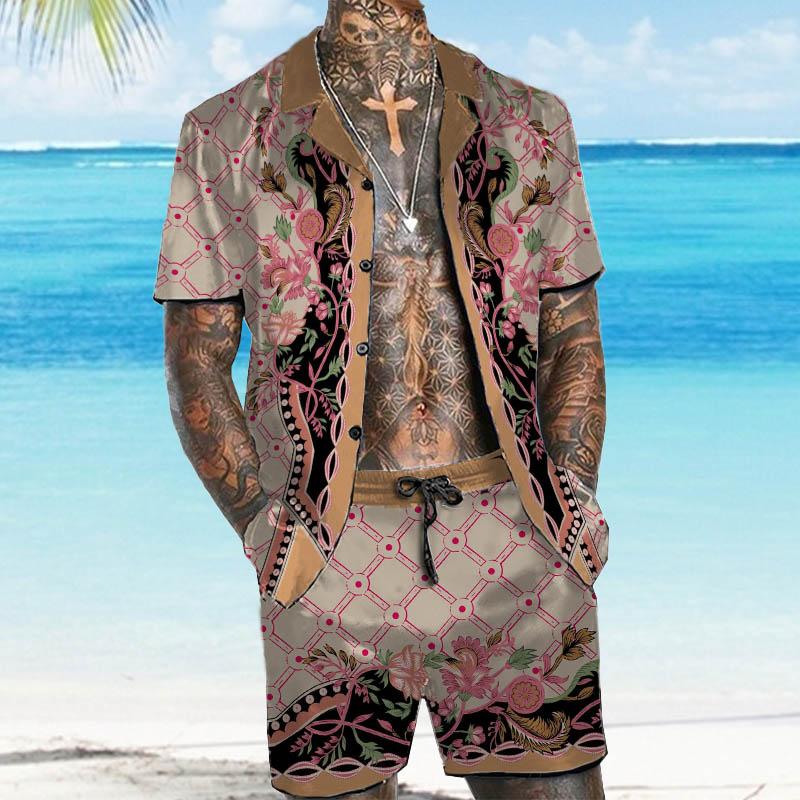 Men's Old-Money Hawaiian Short Sleeve Shirt Set 86618740YY