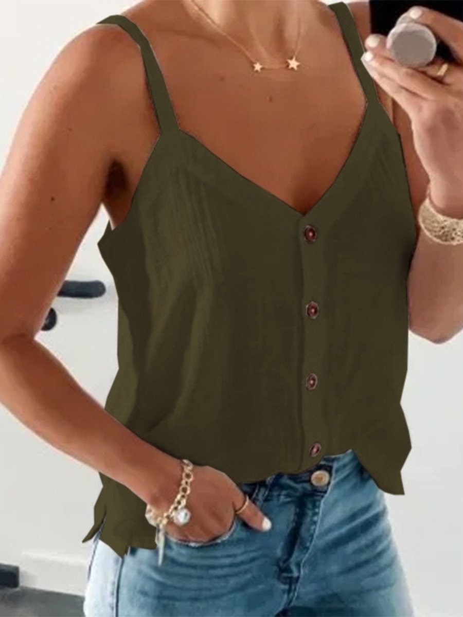 Stylish V-neck Solid Color Vest Summer Top