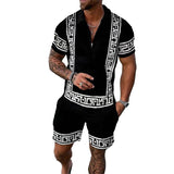 Men's Short Sleeve Polo Shirt Shorts Set 56444196YM