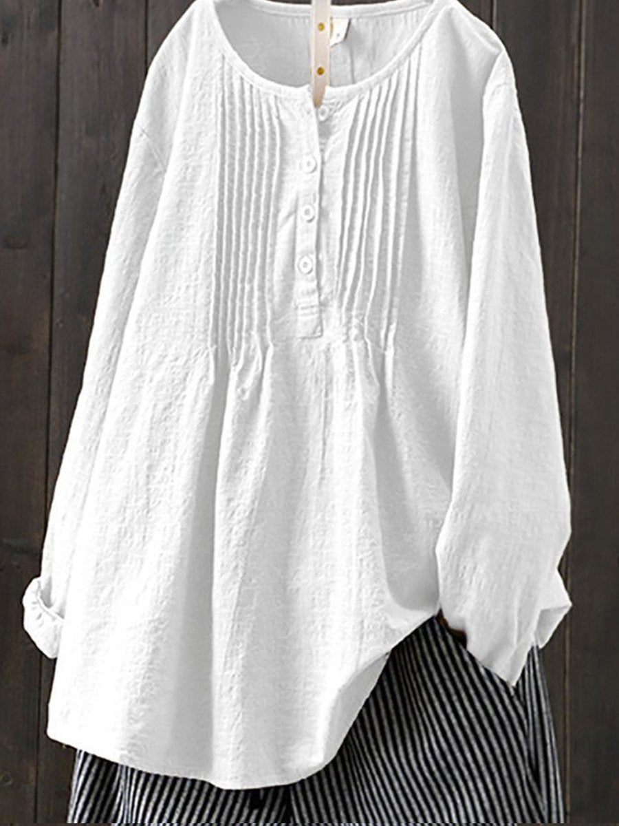 Women's  Retro Cotton And Linen Casual Shirt