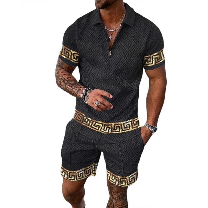 MEN'S SHORT SLEEVE POLO SHIRT SHORTS SET 41428232YM