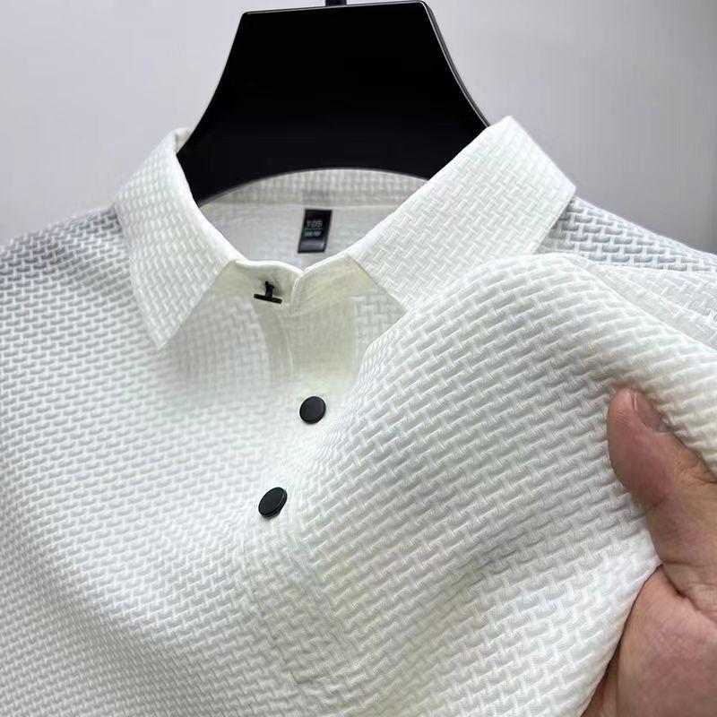 Summer High-end Mesh Ice Silk Short-sleeved Paul Slippery Polo Shirt