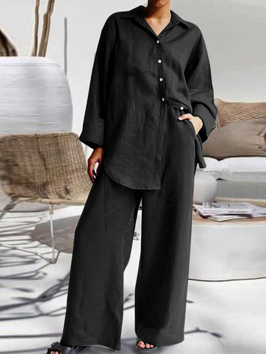 Women's Nine-Quarter Sleeve Shirt And Trousers Two-Piece Suit