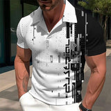 Men's 3d Printed Long Sleeve Polo Shirt