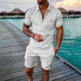 Men's Lapel Short Sleeve Shorts Set 15618236YM