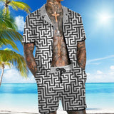 MEN'S HAWAIIAN BEACH CASUAL FASHION TWO-PIECE SET 43193928YM