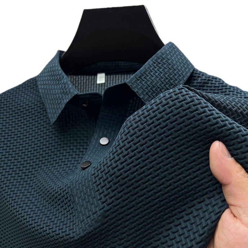 Summer High-end Mesh Ice Silk Short-sleeved Paul Slippery Polo Shirt