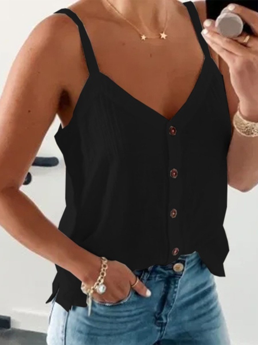 Stylish V-neck Solid Color Vest Summer Top