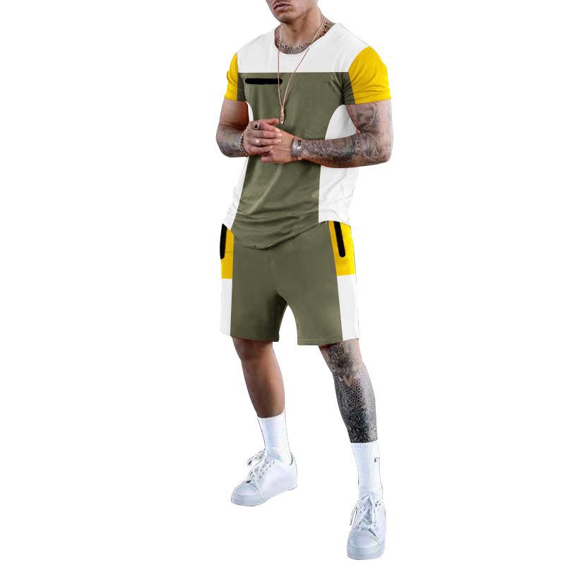 Men's Stitching Color Contrast Sports Suit 51108111L