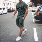 Men's Letter Print Short-sleeved T-shirt Set Sports Leisure Set 42580933L