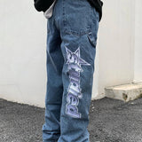 Raven - Wide jeans with striking graphic print