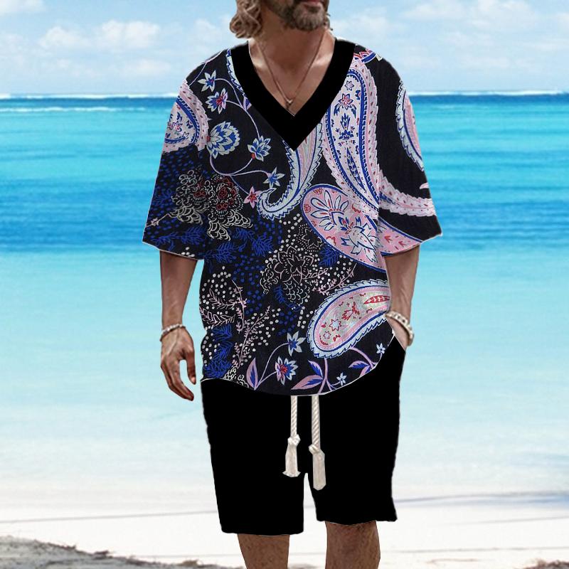 Men's Art Casual Printed Short Sleeve Set 16379972L