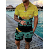 Men's Hawaiian Coconut Tree Polo Shirt Set 83738136L