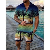 Men's Hawaiian Coconut Tree Polo Shirt Set 83738136L