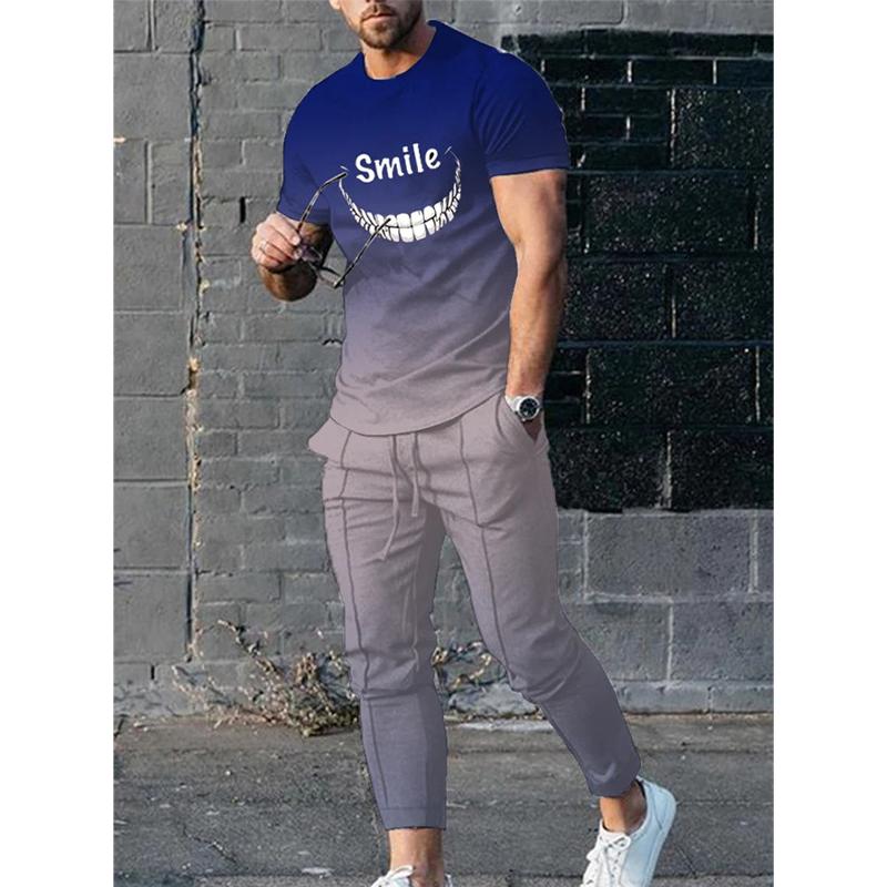 Men's Smiley Face Print Fashion Casual Set 35876649L