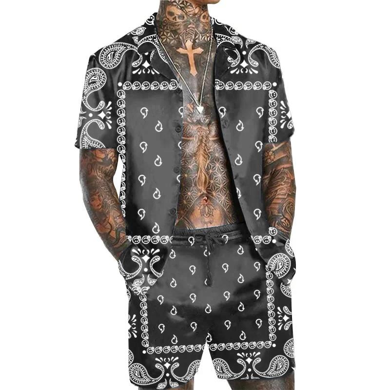 Men's Hawaiian Matching Set Print Two Piece Set 92375680L