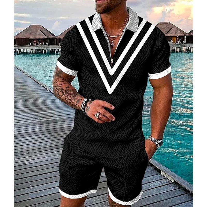 Men's Casual Set Polo Collar Short Sleeve Set 76581342L