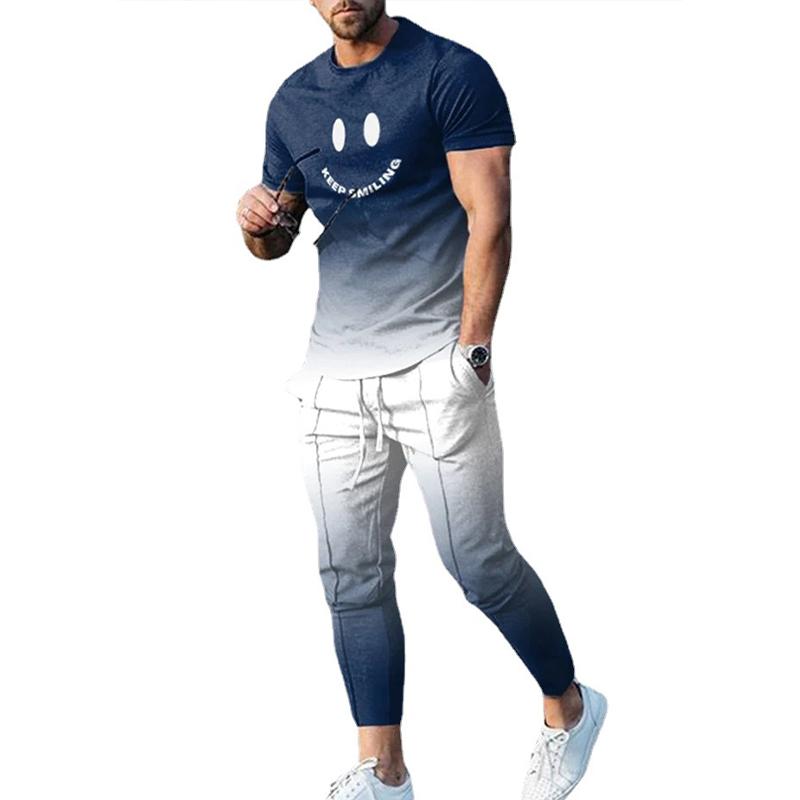 Men's Smiley Face Print Fashion Casual Set 35876649L