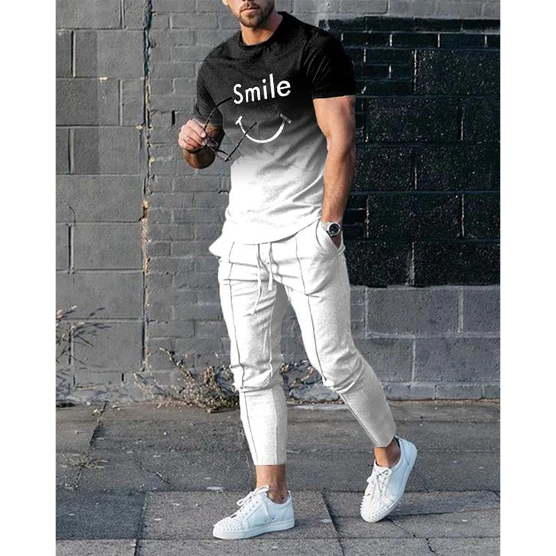 Men's Smiley Face Print Fashion Casual Set 35876649L