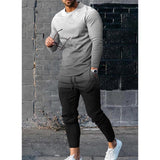 Men's Printed Casual Long Sleeve Trousers Set 90824898L