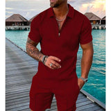 Men's Casual Set Polo Collar Short Sleeve Set 88396753L