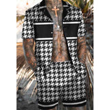 Men's Hawaiian Matching Set Summer Beach Houndstooth Print Two Piece Outfits 39532687L