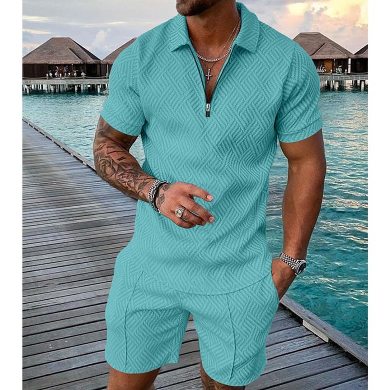 Men's Casual Set Polo Collar Short Sleeve Set 88396753L