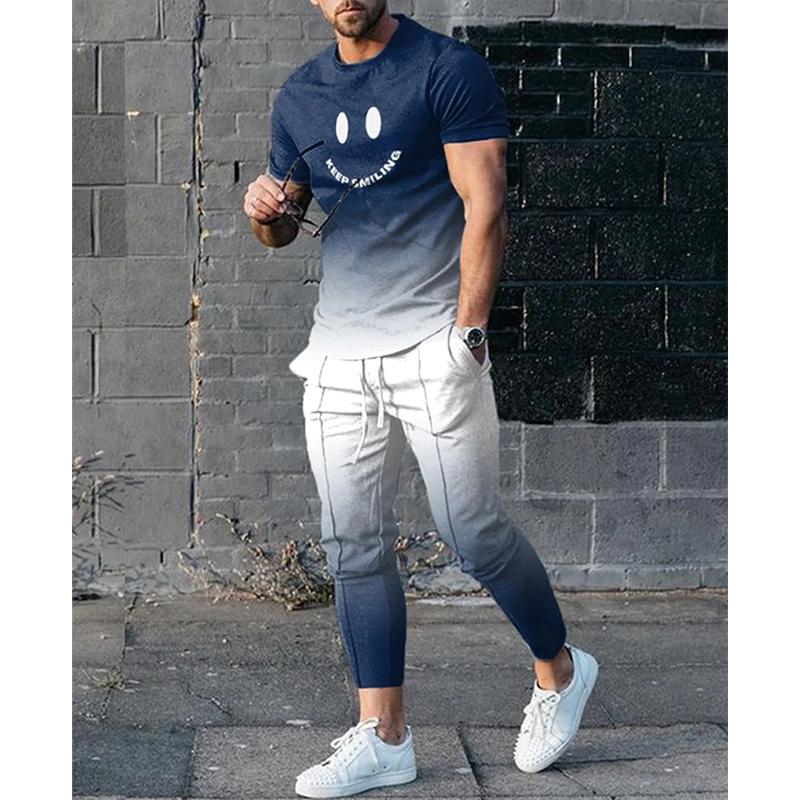 Men's Smiley Face Print Fashion Casual Set 35876649L