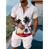 Men's Hawaiian Coconut Tree Polo Shirt Set 83738136L