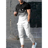 Men's Smiley Face Print Fashion Casual Set 35876649L