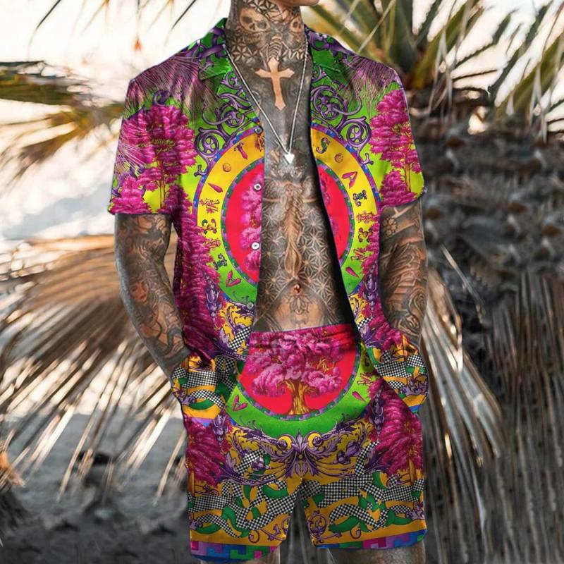 Men's Hawaiian Matching Set Summer Beach Two Piece Outfit 63819133L