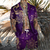 Men's Hawaiian Print Short Sleeve Shirt Set 23061744L
