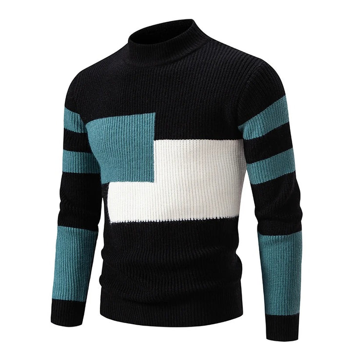 Patchwork knitted jumper for men