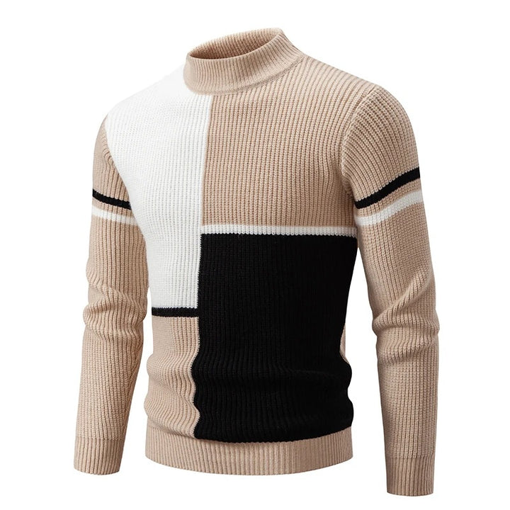 Patchwork knitted jumper for men